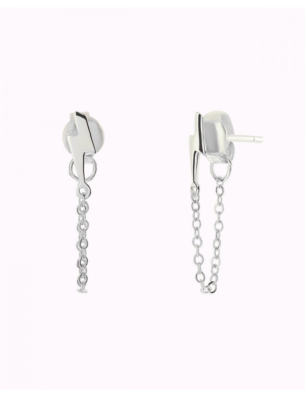 Lightning Shaped Dangling Chain Stud Earrings