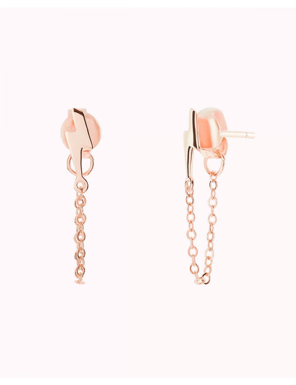 Lightning Shaped Dangling Chain Stud Earrings