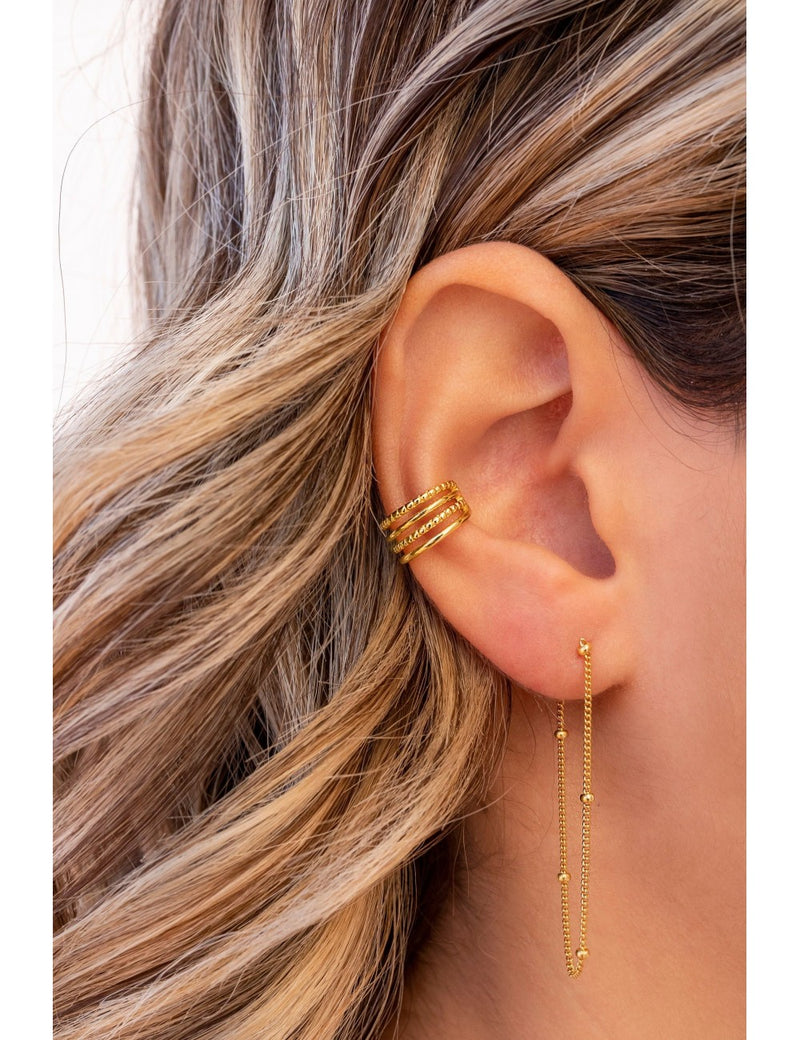 Long Ball Chain Drop Stud Earrings 