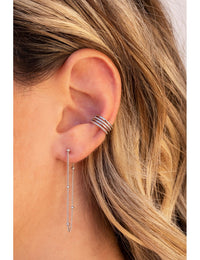 Long Ball Chain Drop Stud Earrings 