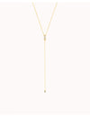 Dainty Y Shaped Long Necklace with Baguette and Round CZ