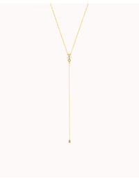 Dainty Y Shaped Long Necklace with Baguette and Round CZ