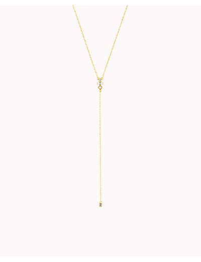 Lange Y-förmige Halskette mit Baguette und runden Zirkonen