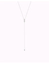 Dainty Y Shaped Long Necklace with Baguette and Round CZ