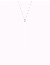 Dainty Y Shaped Long Necklace with Baguette and Round CZ
