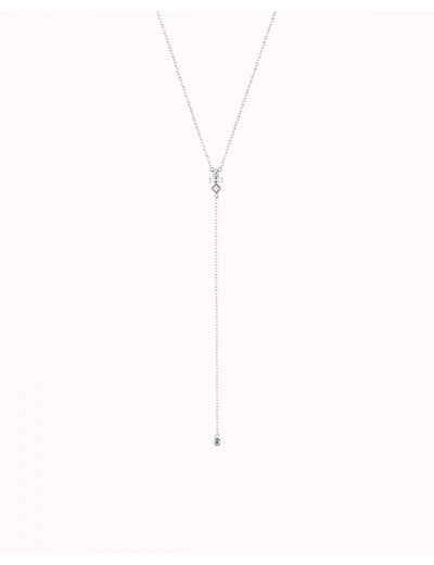 Lange Y-förmige Halskette mit Baguette und runden Zirkonen