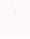 Dainty Y Shaped Long Necklace with Baguette and Round CZ