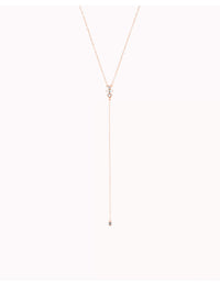 Dainty Y Shaped Long Necklace with Baguette and Round CZ