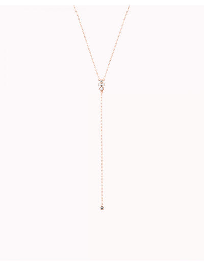 Lange Y-förmige Halskette mit Baguette und runden Zirkonen
