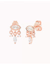 Boucles d'oreilles à tige taille marquise en forme d'œil avec breloques en zircone taille marquise et ronde