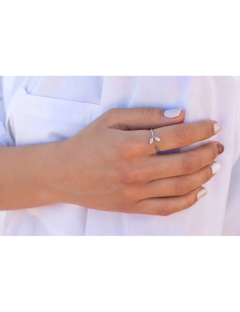 Marquise CZ Flower Open Ring