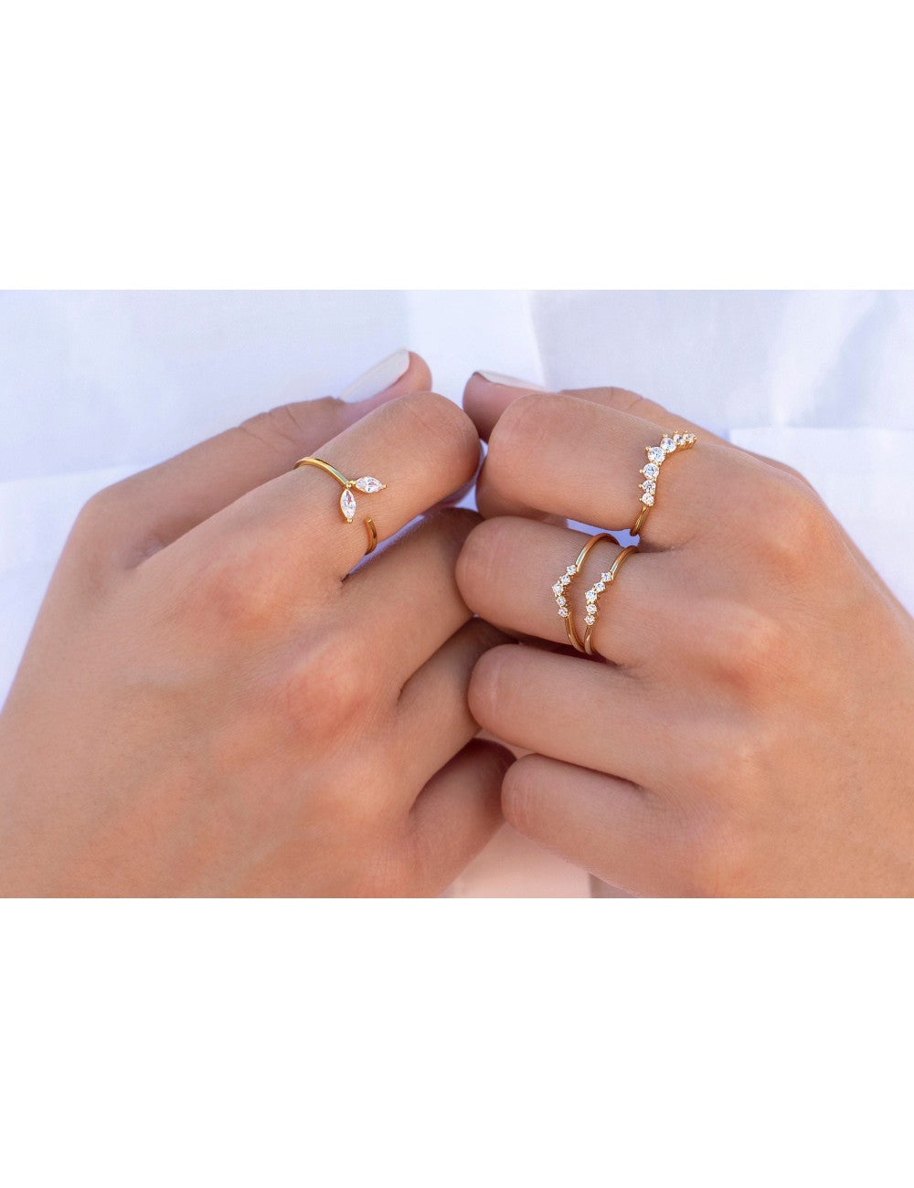 Marquise CZ Flower Open Ring