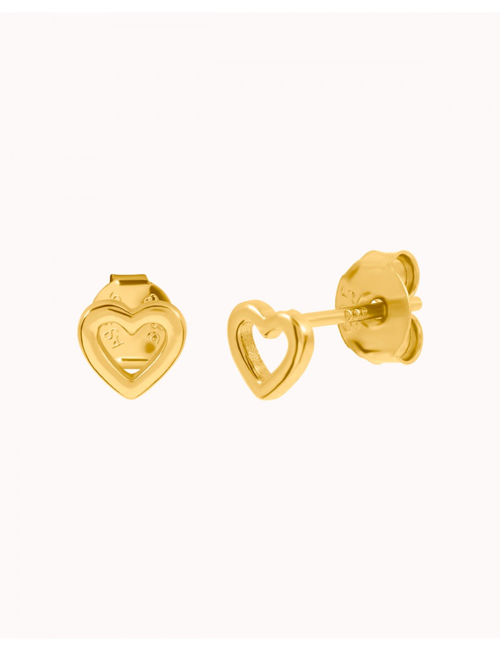 Pendientes stud mini en forma de corazón hueco