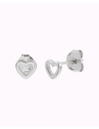 Pendientes stud mini en forma de corazón hueco