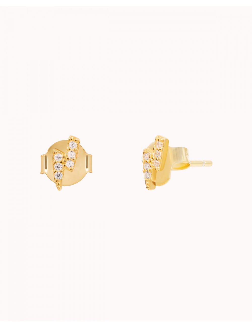 CZ Lightning Bolt Stud Earrings