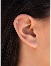 CZ Lightning Bolt Stud Earrings