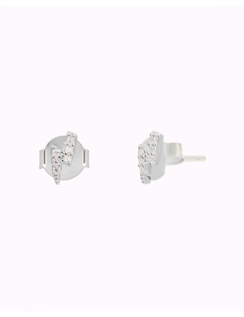 CZ Lightning Bolt Stud Earrings