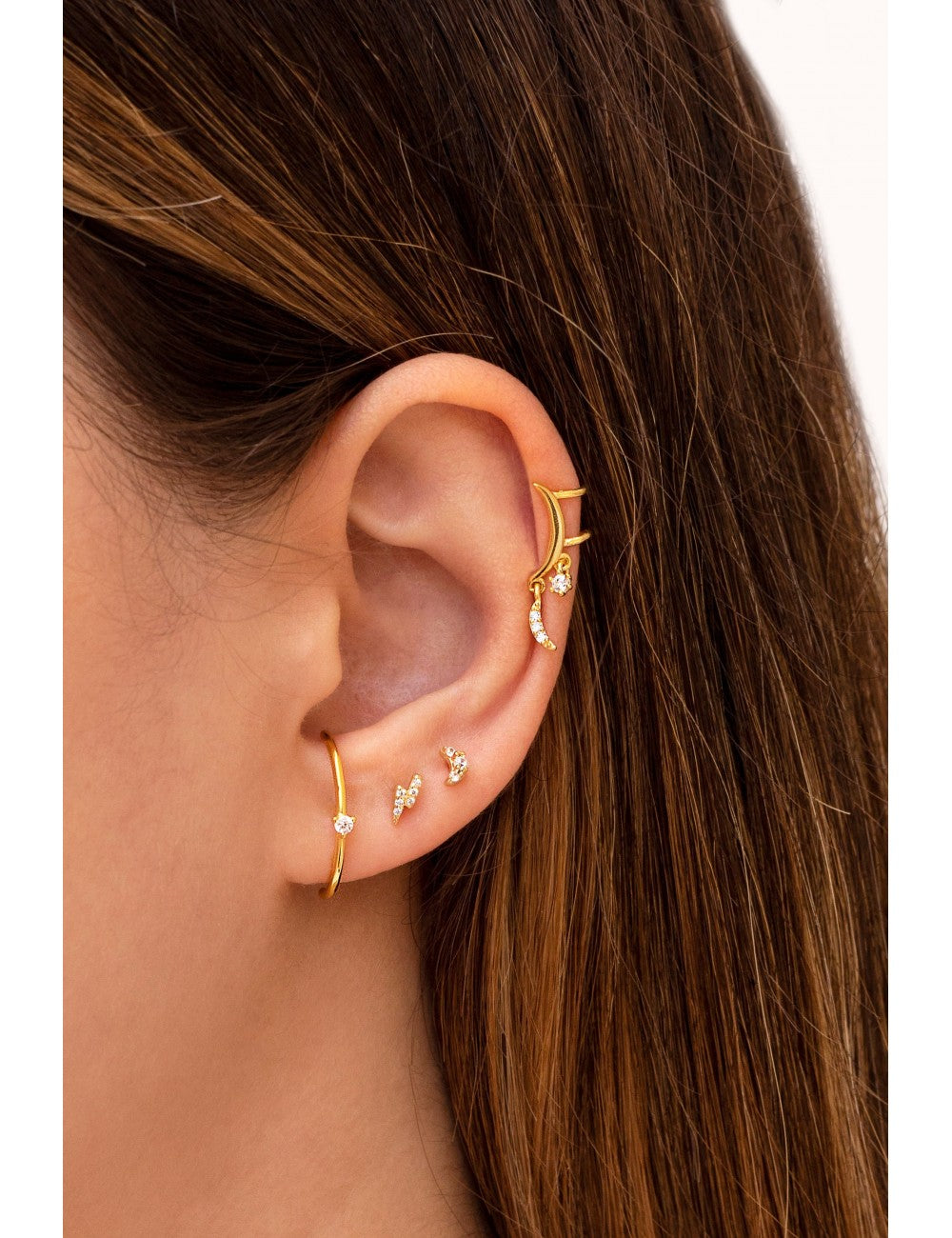 CZ Lightning Bolt Stud Earrings