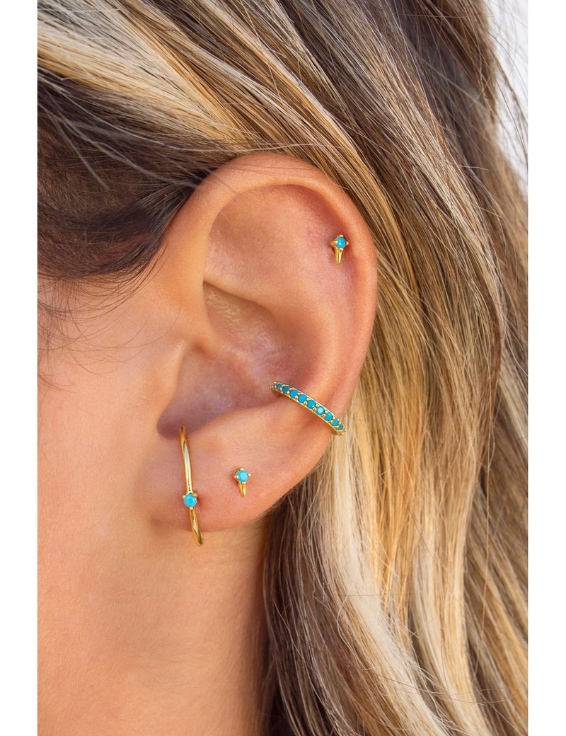 Tiny CZ Spike Stud Earrings - 4 colors available: Turquoise, White, Black and Purple