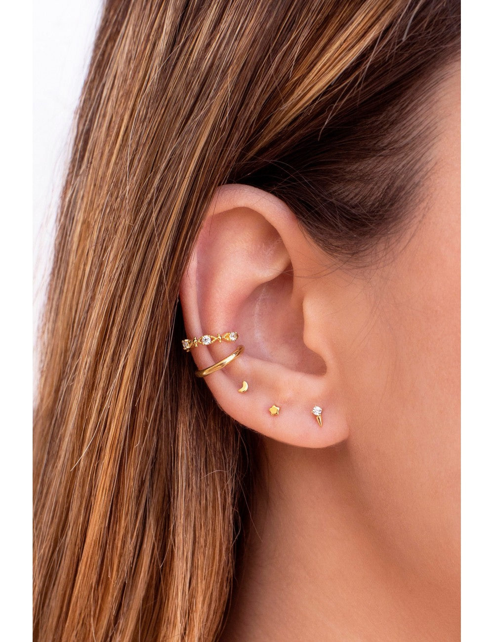Tiny CZ Spike Stud Earrings - 4 colors available: Turquoise, White, Black and Purple