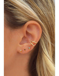 Tiny CZ Spike Stud Earrings - 4 colors available: Turquoise, White, Black and Purple