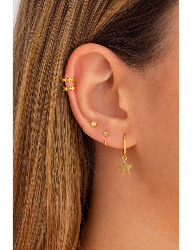 Pendientes stud minimalistas en forma de estrella - Tamaño mediano