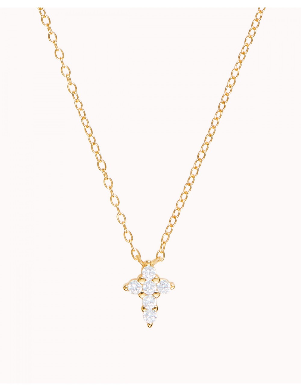 Tiny CZ Cross Pendant Chain Necklace
