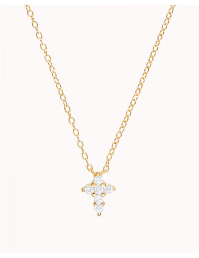 Tiny CZ Cross Pendant Chain Necklace