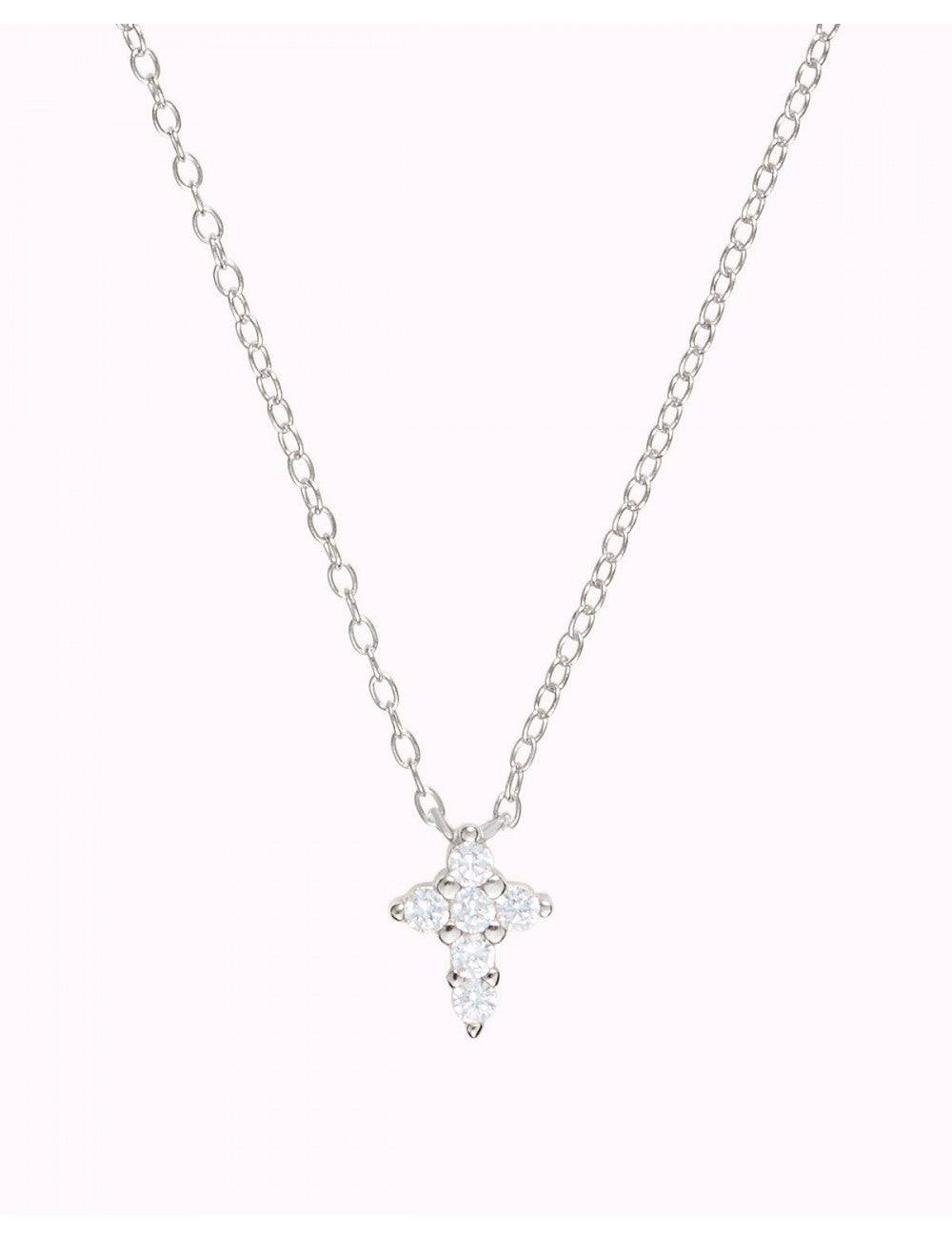 Tiny CZ Cross Pendant Chain Necklace