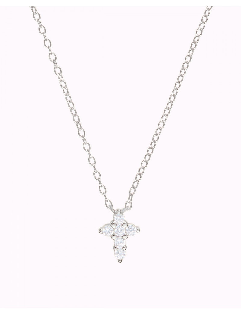 Tiny CZ Cross Pendant Chain Necklace