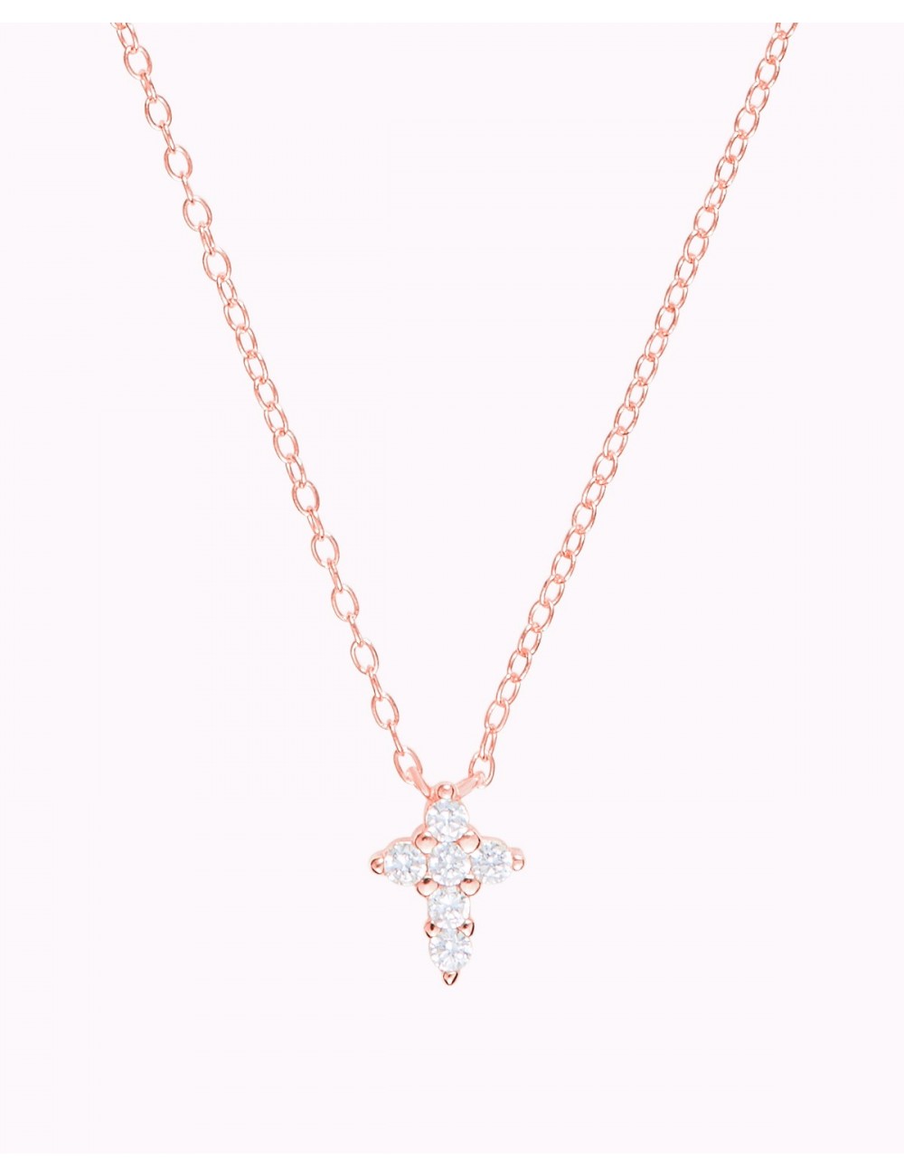 Tiny CZ Cross Pendant Chain Necklace