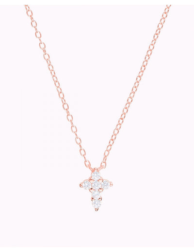 Tiny CZ Cross Pendant Chain Necklace