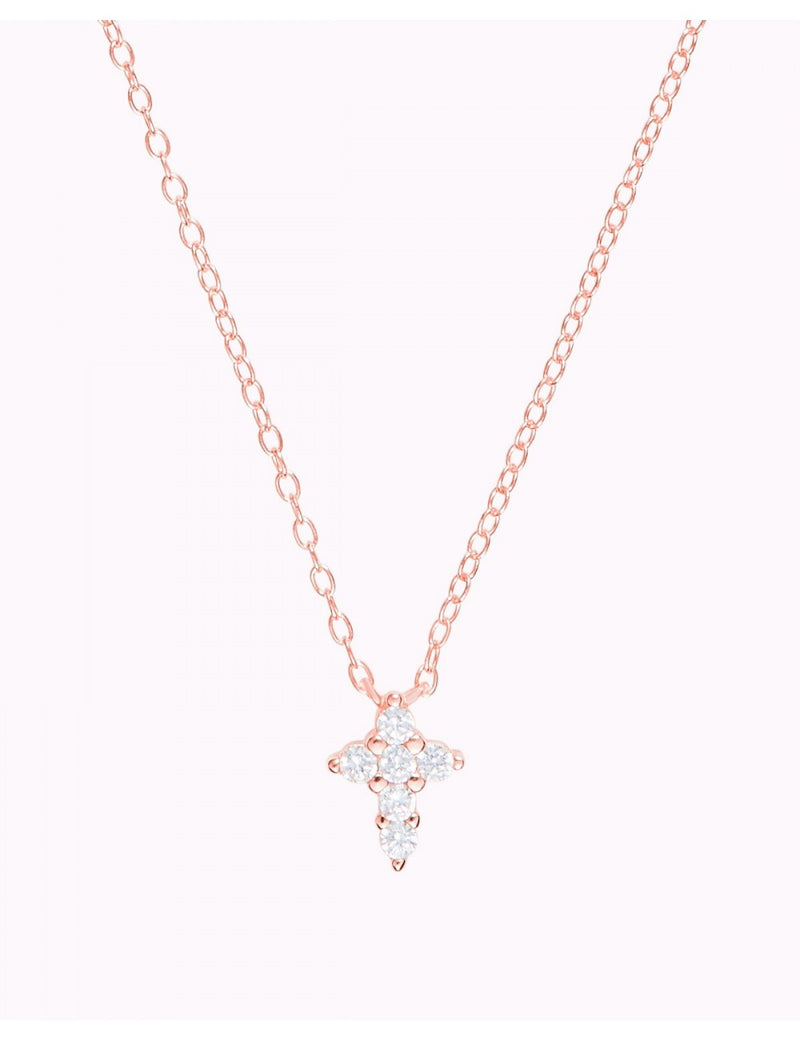 Tiny CZ Cross Pendant Chain Necklace