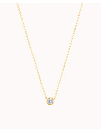 Dainty Bezel CZ Pendant Necklace