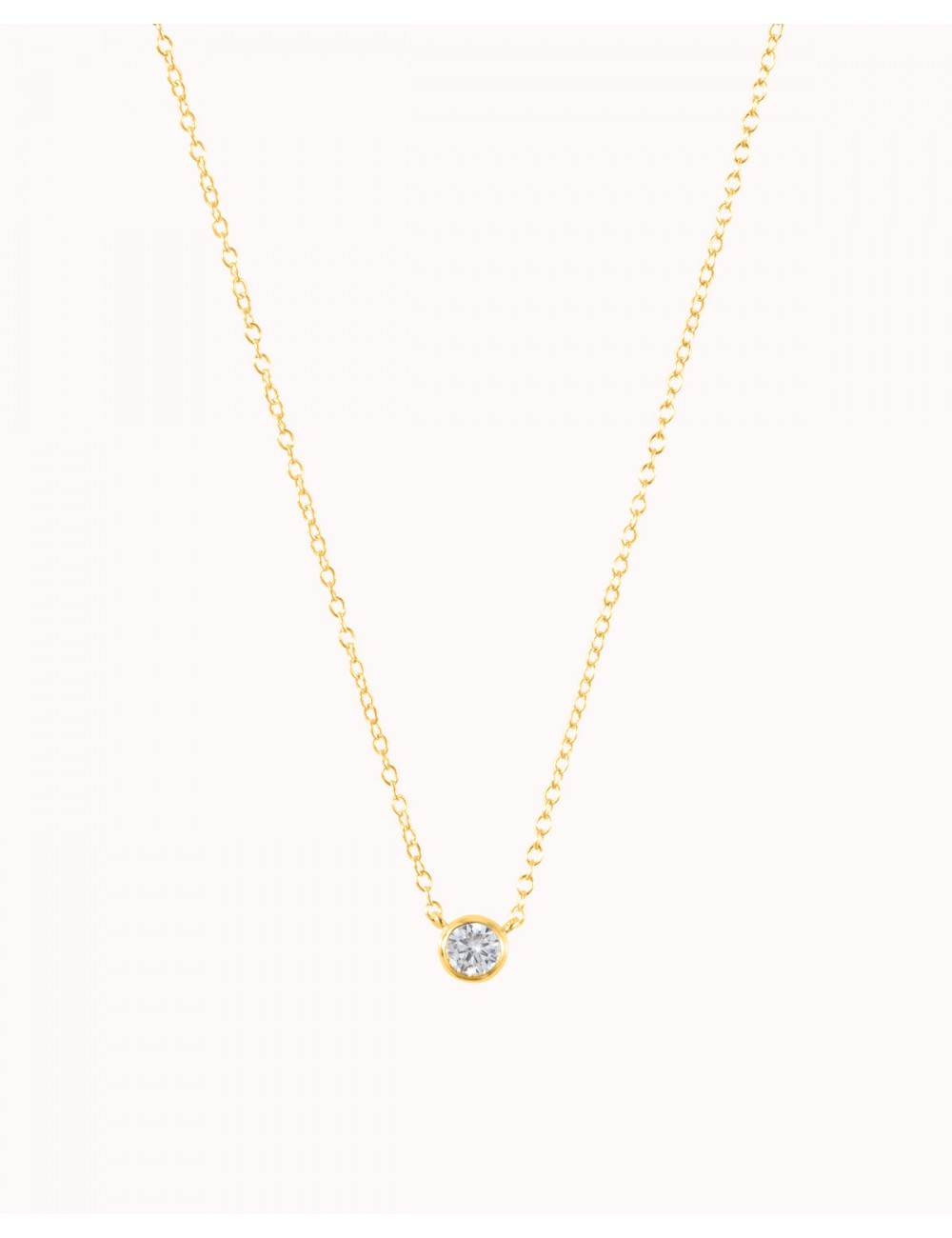 Dainty Bezel CZ Pendant Necklace