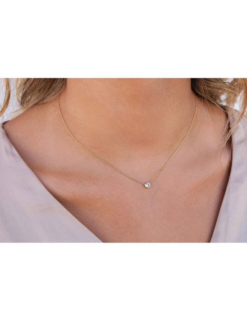 Dainty Bezel CZ Pendant Necklace