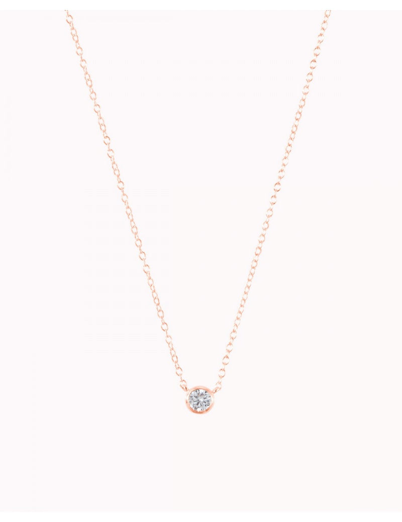 Dainty Bezel CZ Pendant Necklace