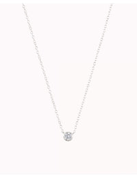 Dainty Bezel CZ Pendant Necklace