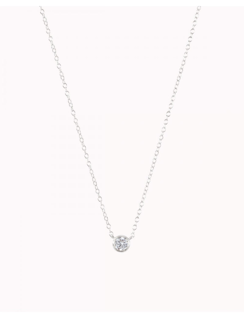 Dainty Bezel CZ Pendant Necklace