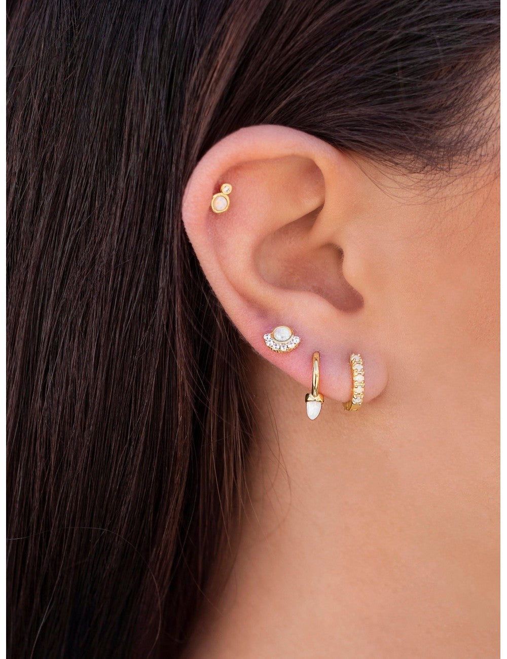 Boucles d'oreilles créoles en opale