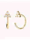 Open CZ Flower Shaped Huggie Hoop Earrings - Ear Hugger