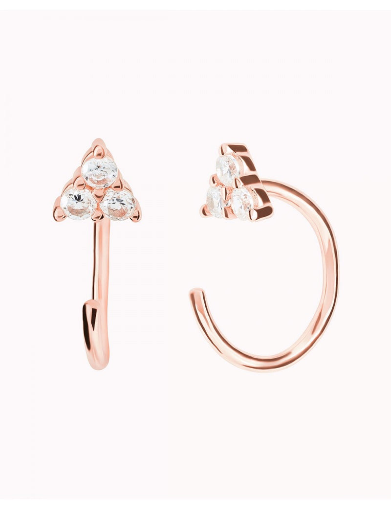 Open CZ Flower Shaped Huggie Hoop Earrings - Ear Hugger