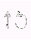 Open CZ Flower Shaped Huggie Hoop Earrings - Ear Hugger