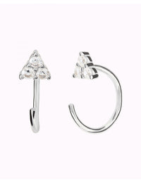 Open CZ Flower Shaped Huggie Hoop Earrings - Ear Hugger