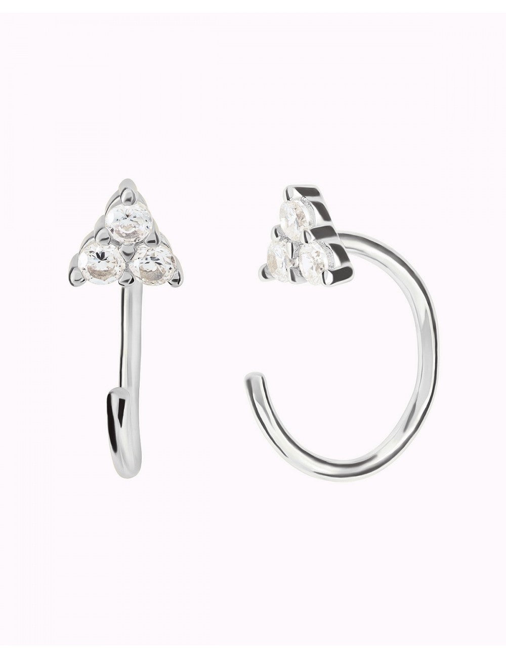 Open CZ Flower Shaped Huggie Hoop Earrings - Ear Hugger