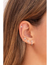 Open CZ Flower Shaped Huggie Hoop Earrings - Ear Hugger