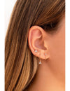 Open CZ Flower Shaped Huggie Hoop Earrings - Ear Hugger