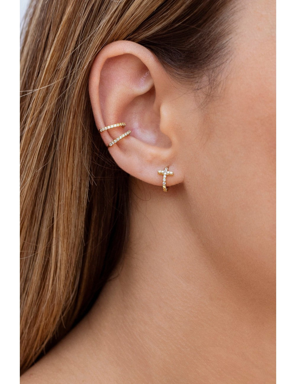 Pave CZ 1 Band Ear Cuff Earrings