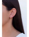 Pave CZ Hoop Earrings With Push Button Lock
