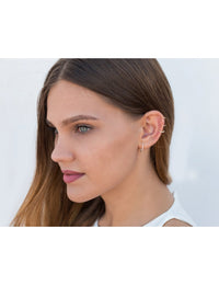 Pave CZ Hoop Earrings With Push Button Lock